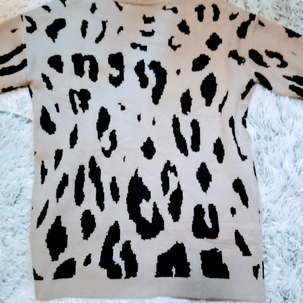 •Animal Print Tan & Blk Open Cardigan Sz M• - Picture 3 of 5